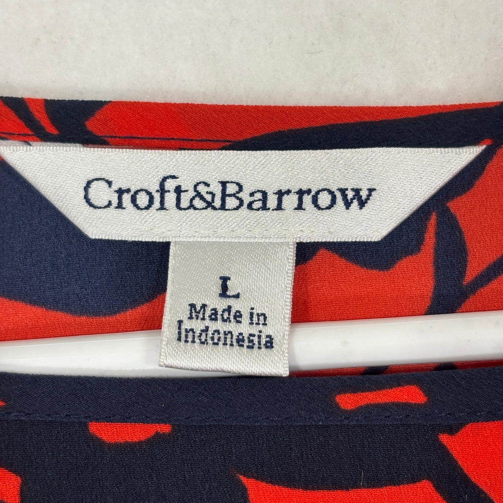 Croft & Barrow Blouse L Floral Roll Tab Sleeve Career Top NWOT - Picture 4 of 8